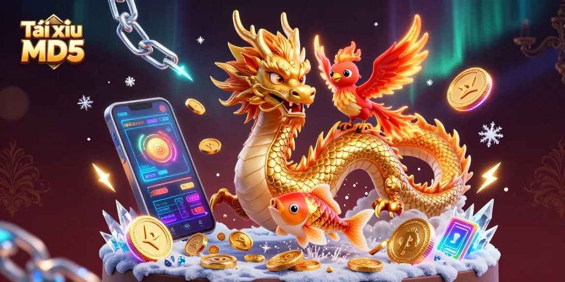 Experience thrilling Tài xỉu MD5 online as fortune flows with golden koi and mythical creatures in play.