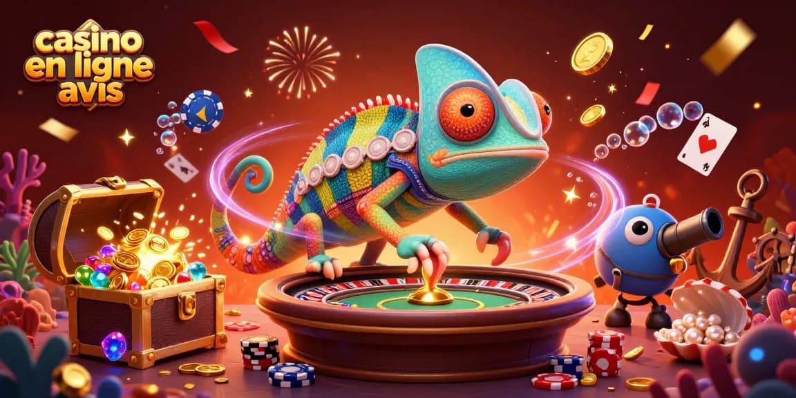 Critiques de casino en ligne avis sur un caméléon et jeux de cartes colorés sous l'eau