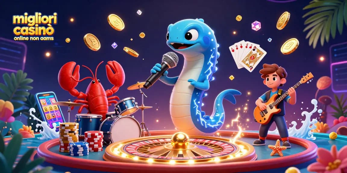 Giocare nei migliori casinò online non AAMS con un'illustrazione vivace ed energica.