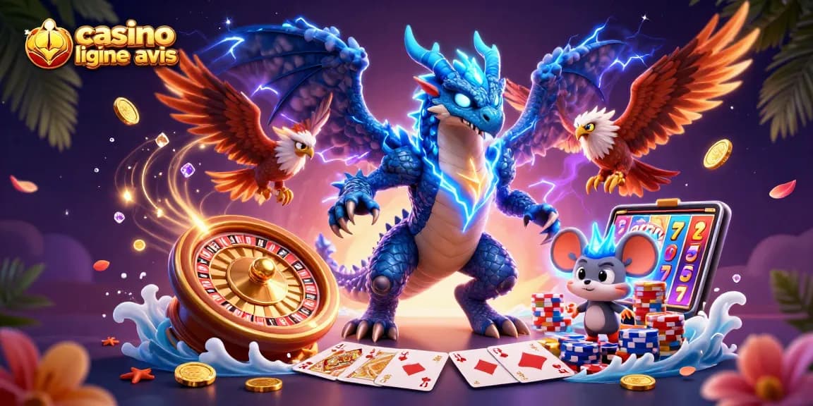Casino en ligne avis : plongez dans l'univers féérique des jeux avec un dragon et un aigle.