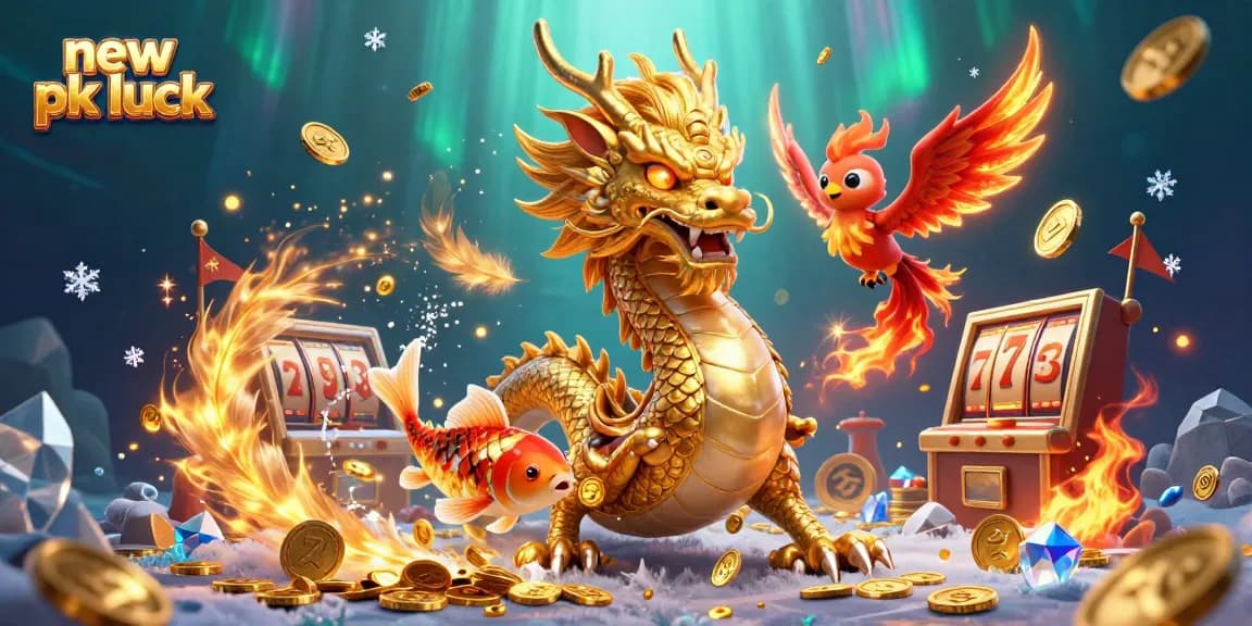 Experience thrilling gameplay with new pk luck in a dynamic casino scene featuring dragons and gold coins.