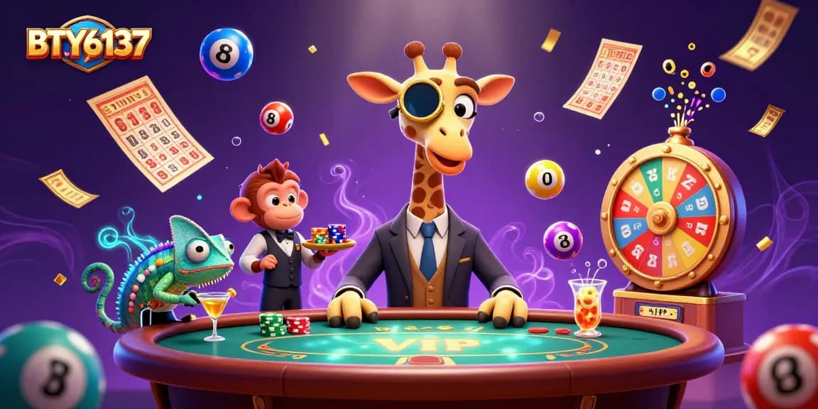 Experience BTY6137’s vibrant casino adventures with a high-roller giraffe and playful companions!