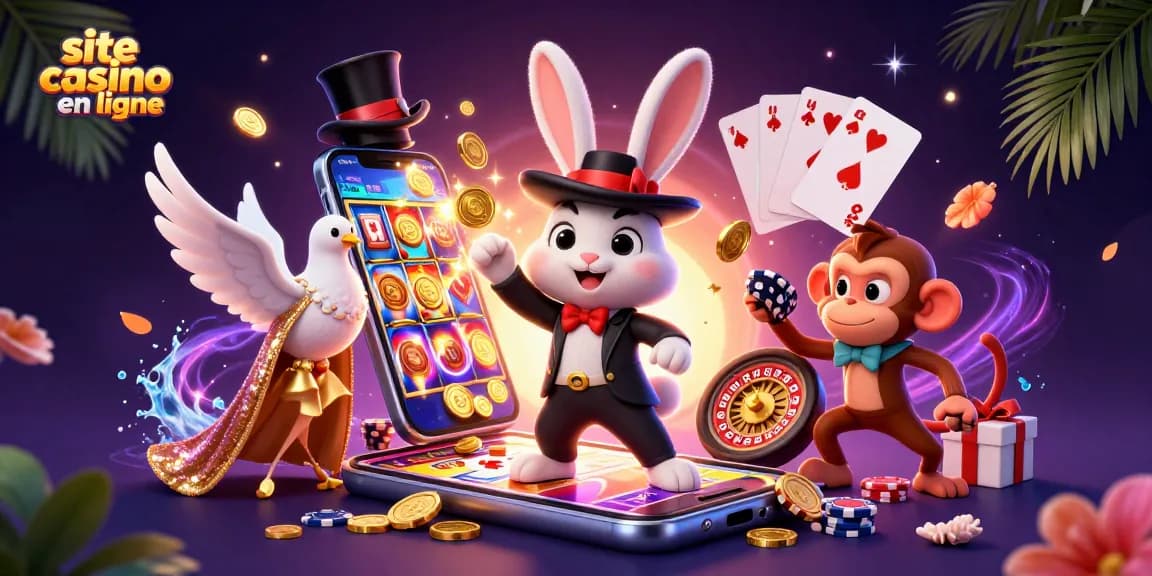 Jouer sur un site casino en ligne avec des pièces d'or, des cartes, et un smartphone montrant un jeu de machines à sous