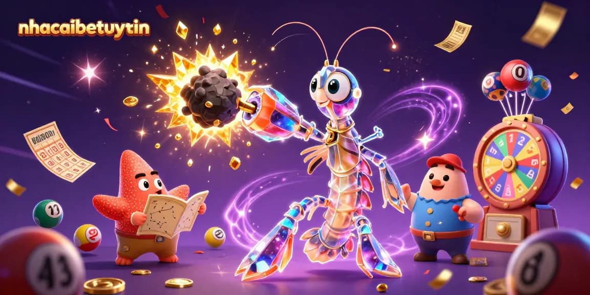 Engage with exciting games at nhacaibetuytin with vibrant lottery balls and a golden prize scene.