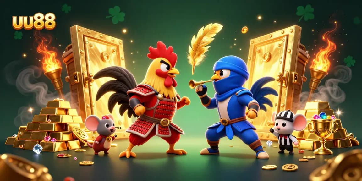 Experience thrilling moments at uu88 with fierce roosters and dazzling casino treasures in a dynamic showdown.