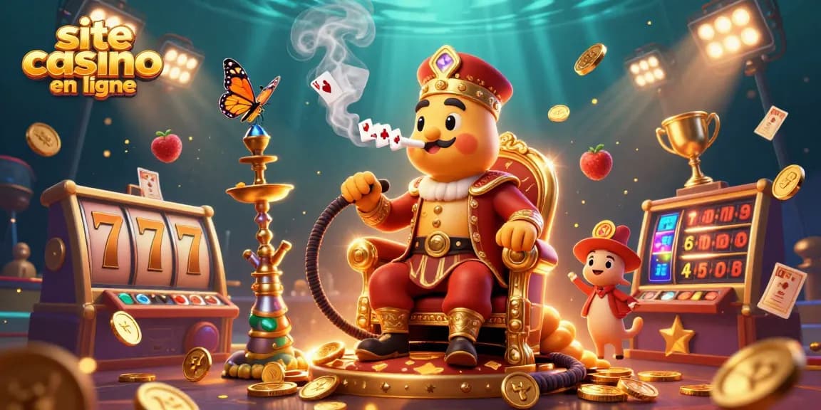 Vivez l'excitation de notre site casino en ligne avec un maître du narguilé illustratif parmi des machines à sous colorées.