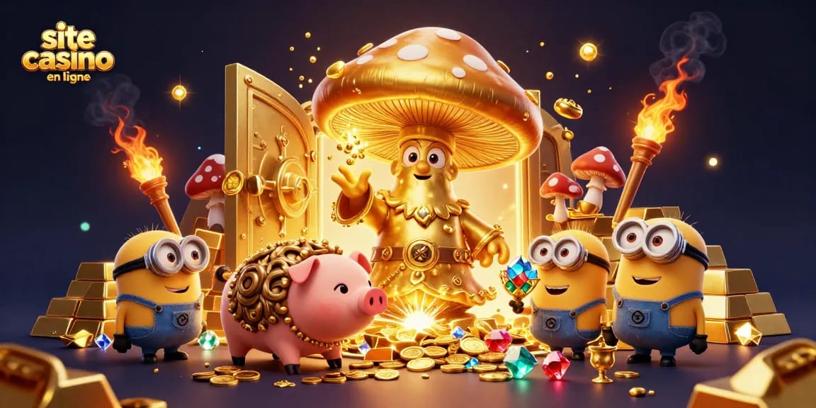 Gagnez des trésors sur un site casino en ligne avec ce magnifique mage champignon doré et ses compagnons.