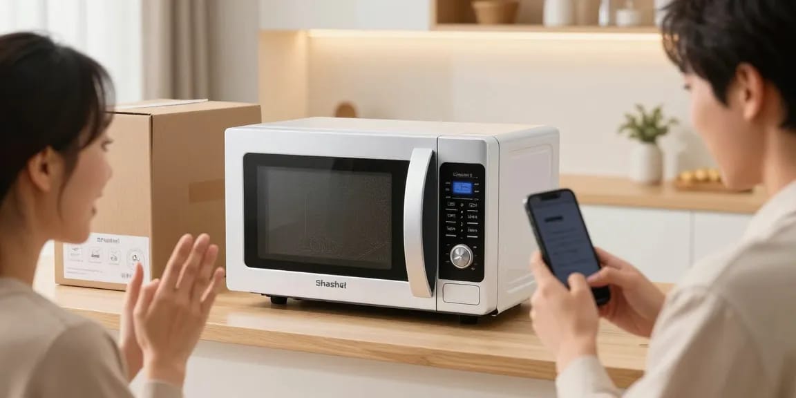 Shashel microwave devices for woodworm treatment in e-commerce shopping scene with product review focus.