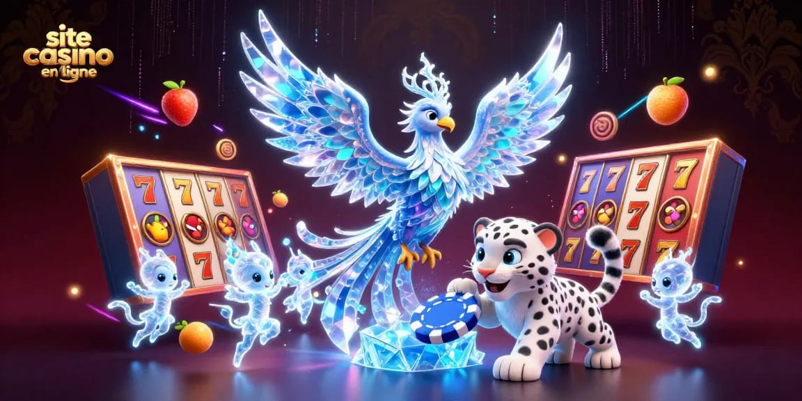 Plongez dans le monde du jeu avec ce site casino en ligne, où un phoenix de glace et un léopard des neiges créent une ambiance unique.