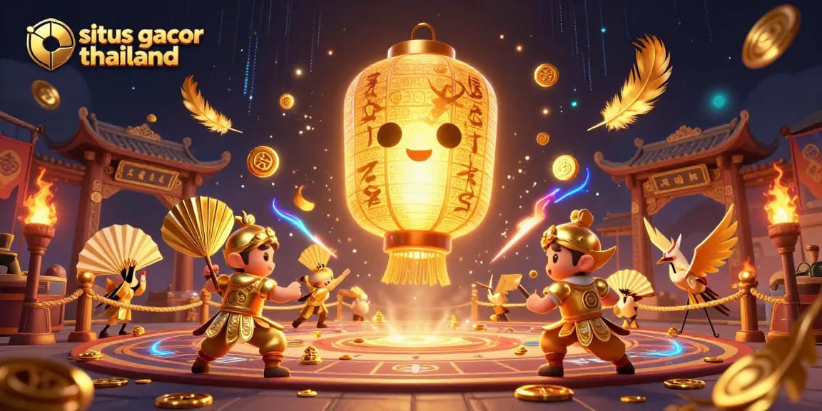 Experience the thrilling atmosphere of situs gacor thailand with dynamic gaming elements, vibrant characters, and glowing symbols.