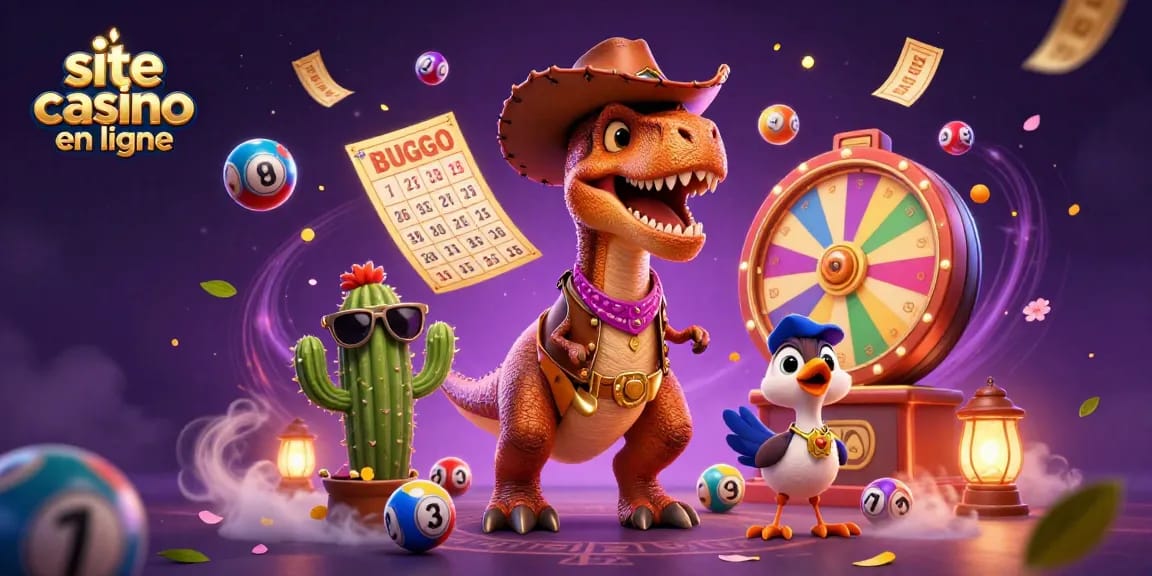 Profitez d'une expérience immersive sur un site casino en ligne avec des personnages amusants et des éléments de jeu colorés.