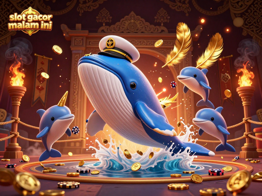 Spin and win with slot gacor malam ini amid playful dolphins and a treasure sea backdrop.