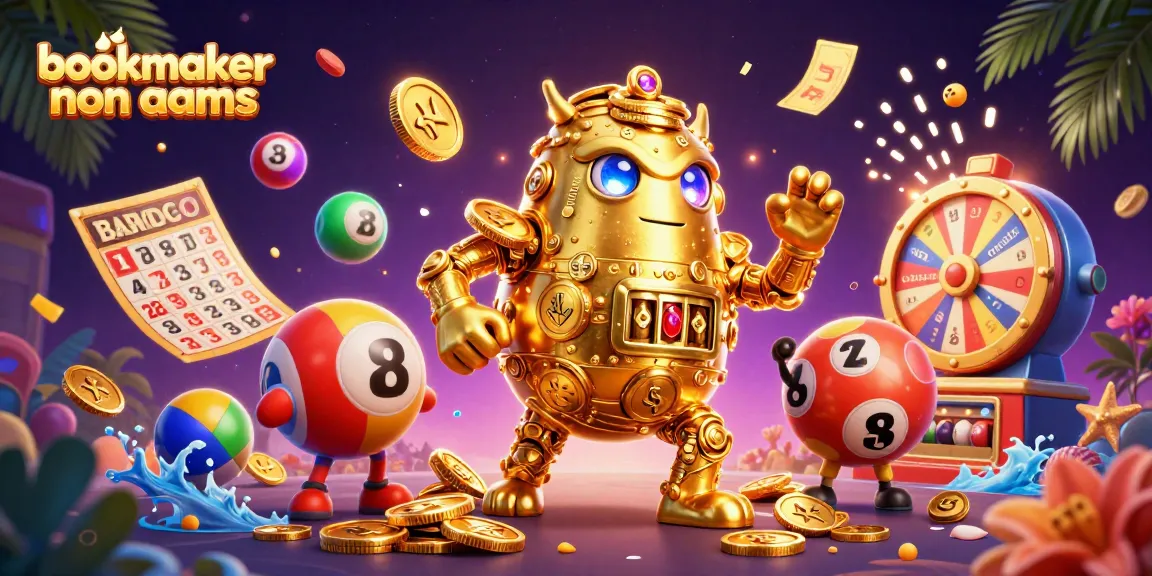 Scopri il bookmaker non aams con simboli di slot e monete d'oro in un'atmosfera vivace e colorata.