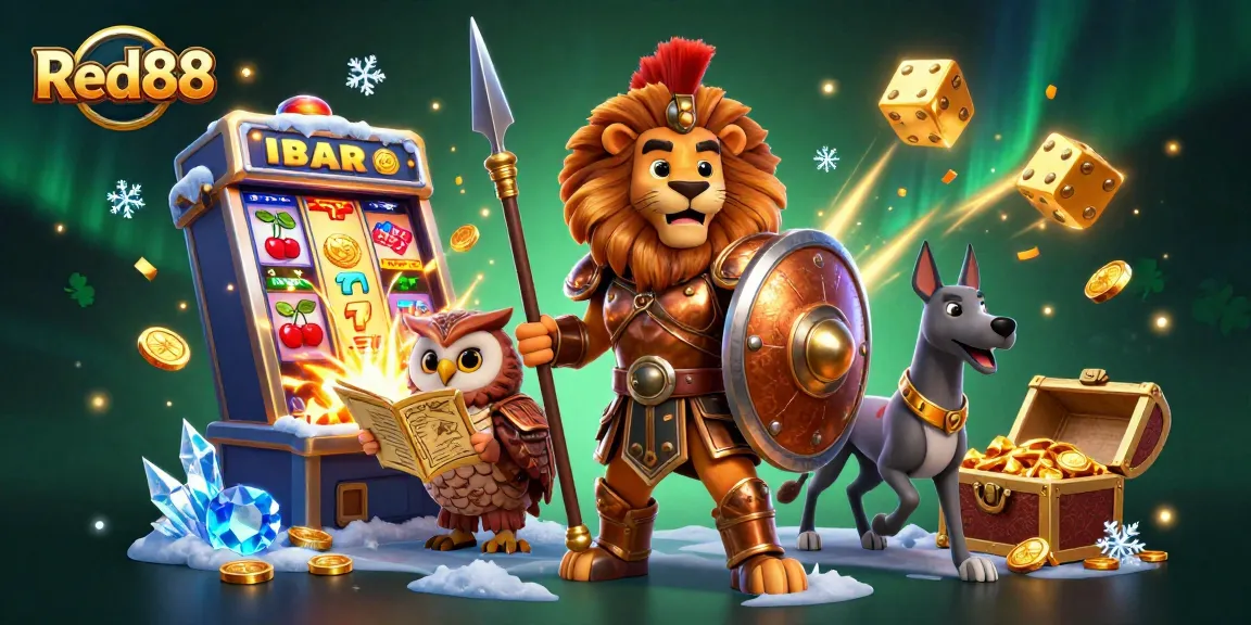 Experience thrilling gameplay at Red88 with a dazzling slot machine bursting coins and lucky symbols.
