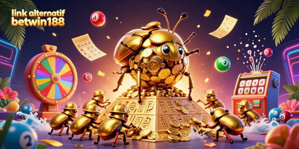 Link alternatif betwin188 ditampilkan dalam ilustrasi 3D yang menarik dengan simbol kasino dan elemen permainan