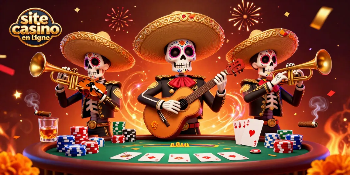 Planifiez vos stratégies sur notre site casino en ligne avec une scène festive de jeux de cartes et de personnages colorés.