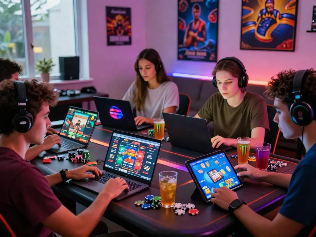 Friends enjoying online casinos that accept credit card payments, showcasing excitement and gaming camaraderie.