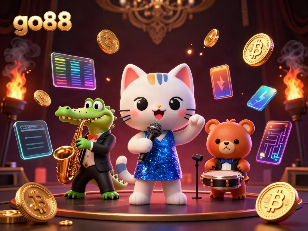 Experience vibrant entertainment at go88, featuring colorful characters and exciting casino elements.