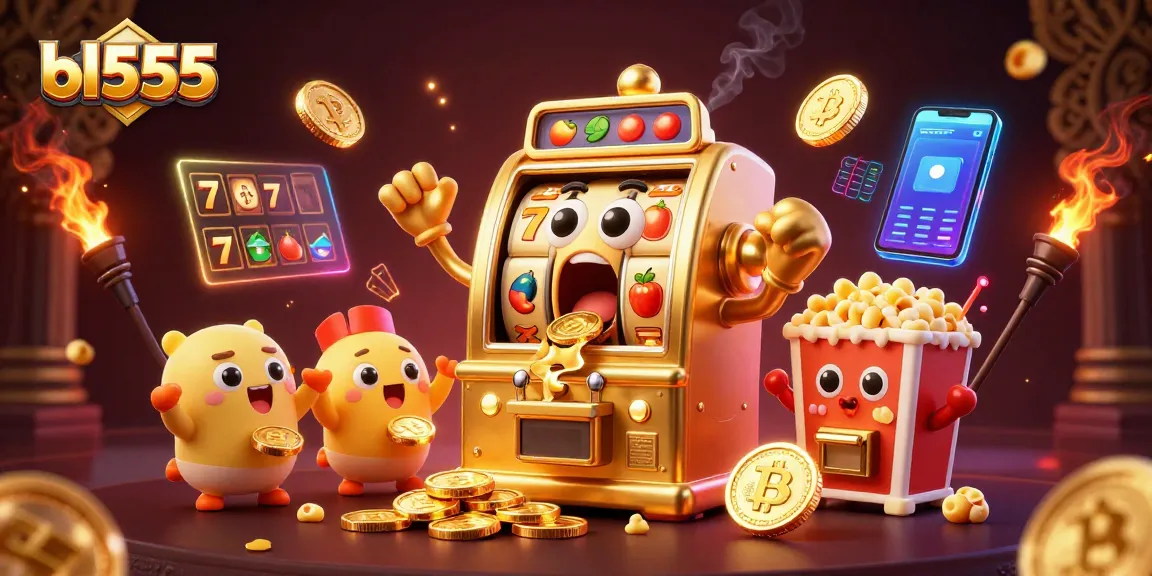 Engage with the bl555 jackpot slot machine as it celebrates a big win with coins flying everywhere!