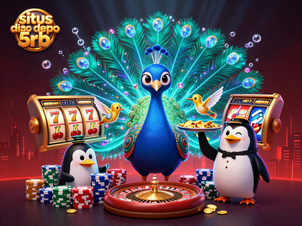 Engage in thrilling adventures at situs depo 5rb with colorful slot reels, a vibrant casino atmosphere, and exclusive bonuses.