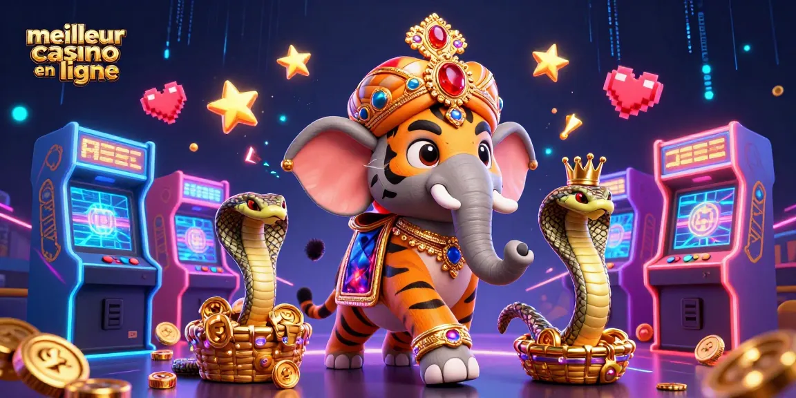 Des jeux captivants au meilleur casino en ligne avec un tigre maharaja et des éléments colorés.