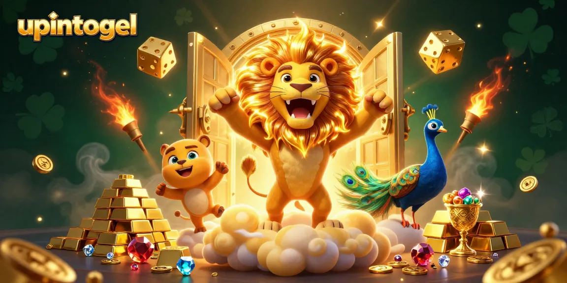 Experience upintogel excitement with a lively scene featuring golden treasures and animated characters.