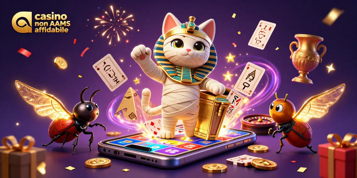 Vivi l'emozione dei casino non AAMS affidabili con un'illustrazione 3D di giochi e simboli fortunati!