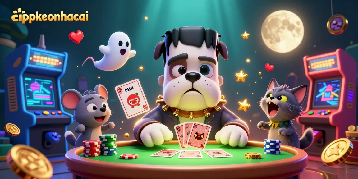 Experience thrilling gameplay with appkeonhacai's lively 3D casino scene featuring unique characters, cards, and excitement.