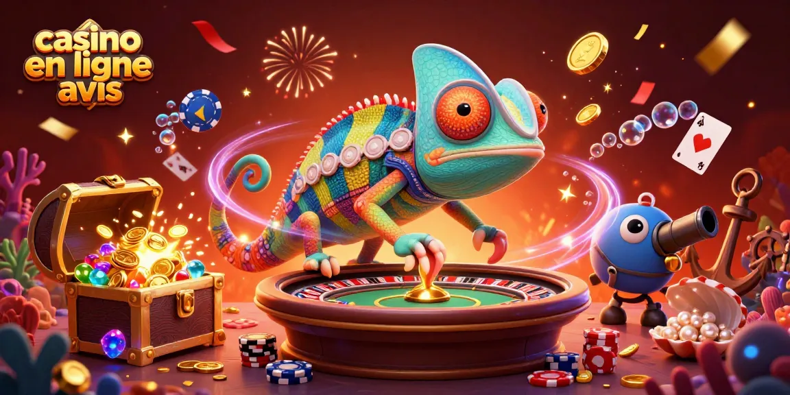 Critiques de casino en ligne avis sur un caméléon et jeux de cartes colorés sous l'eau