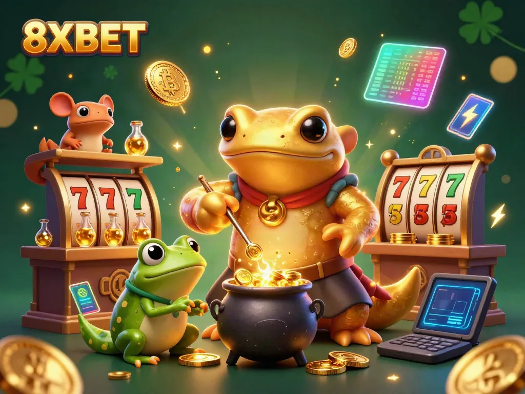 Experience thrilling jackpots with 8XBET's dynamic casino scene featuring golden alchemy and action.