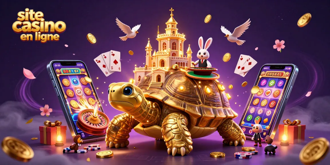 Jeux de casino en ligne avec tortue dorée et croupier en direct, expérience enrichissante.