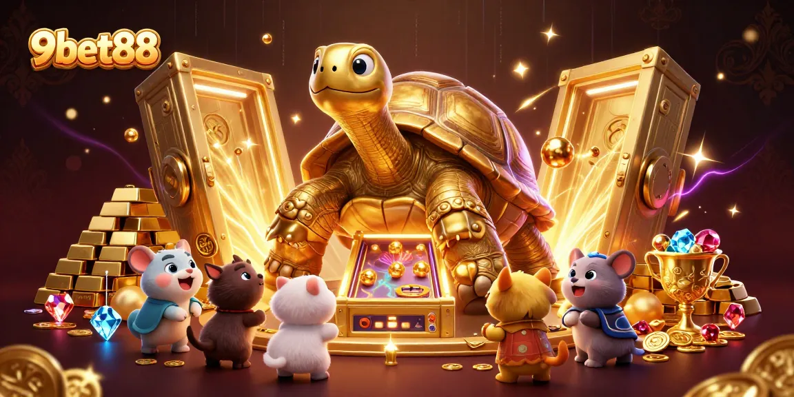 Experience the thrilling adventures at 9bet88's colossal golden tortoise interactive pinball game and treasure vault.
