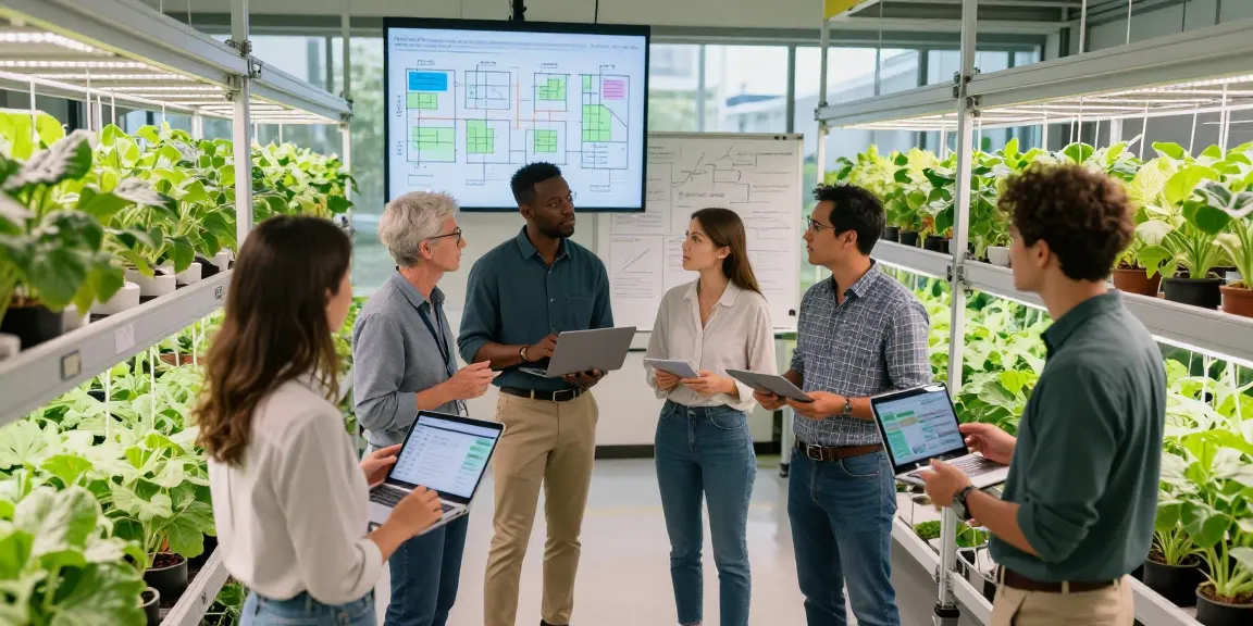 Team collaborating on cika4d slot strategies in an innovative indoor agriculture facility.