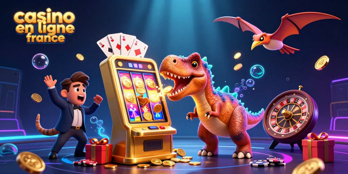 Visualisez l'expérience captivante d'un casino en ligne France avec un pachycephalosaurus qui active une machine à sous.