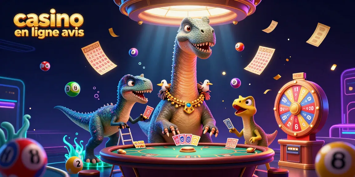 Avis de casino en ligne : Illustration dynamique d'un dinosaure et un raptor animant un casino.