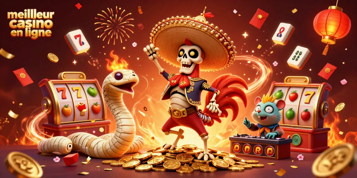 Venez découvrir le meilleur casino en ligne, avec un orchestre de personnages animés célébrant parmi des pièces d'or!