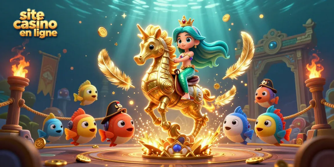 Plongez dans le site casino en ligne avec une princesse sirène et des poissons pirates, unie dans la fête des jeux.