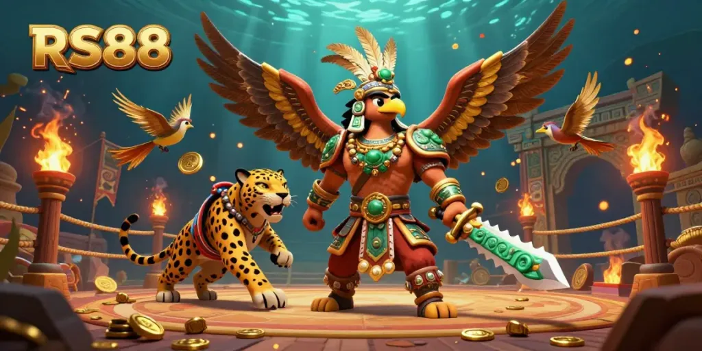 RS88 engages players with an Aztec warrior scene filled with dynamic gaming elements and rich visual details.