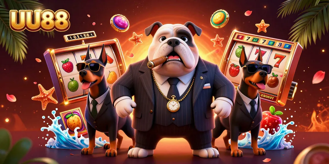 Experience thrilling jackpots at UU88 with dynamic slot reels and vibrant casino imagery.