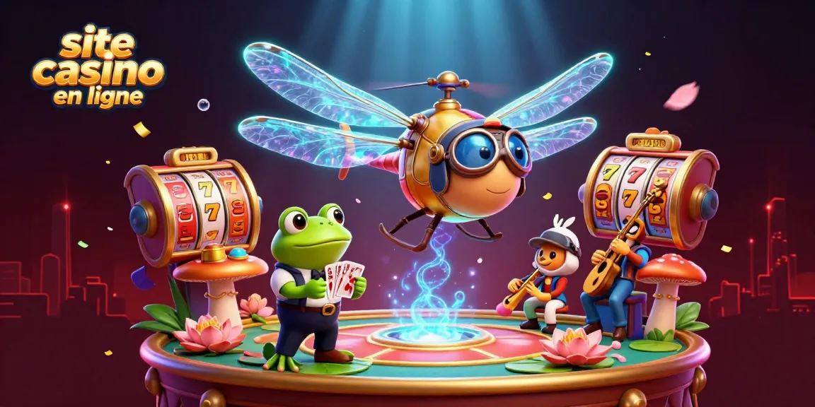 Jouez sur le meilleur site casino en ligne représentant un dragonfly et un croupier de grenouille.