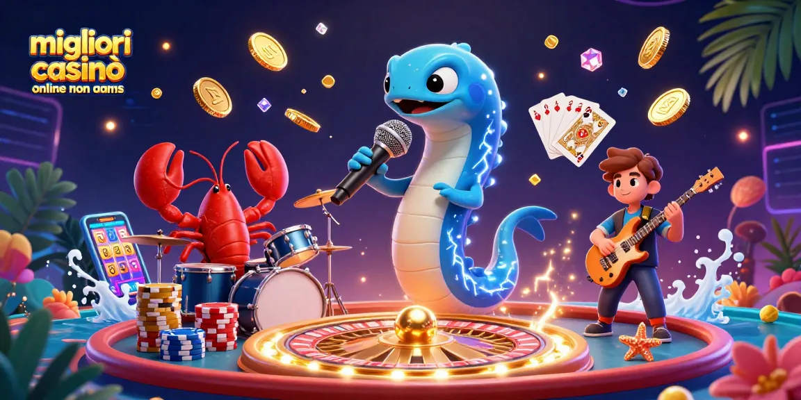 Giocare nei migliori casinò online non AAMS con un'illustrazione vivace ed energica.