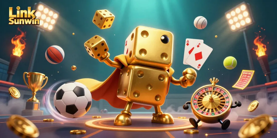 Engage in thrilling gameplay with Link Sunwin featuring a vibrant 3D casino scene.