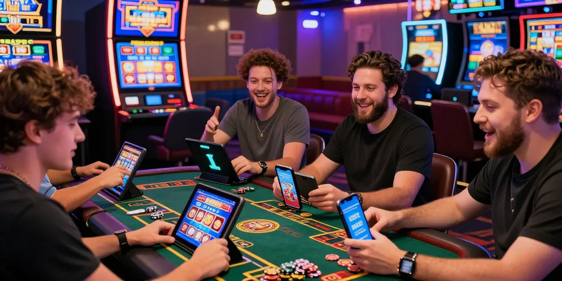 Exciting players enjoying slot online games in a vibrant casino atmosphere.