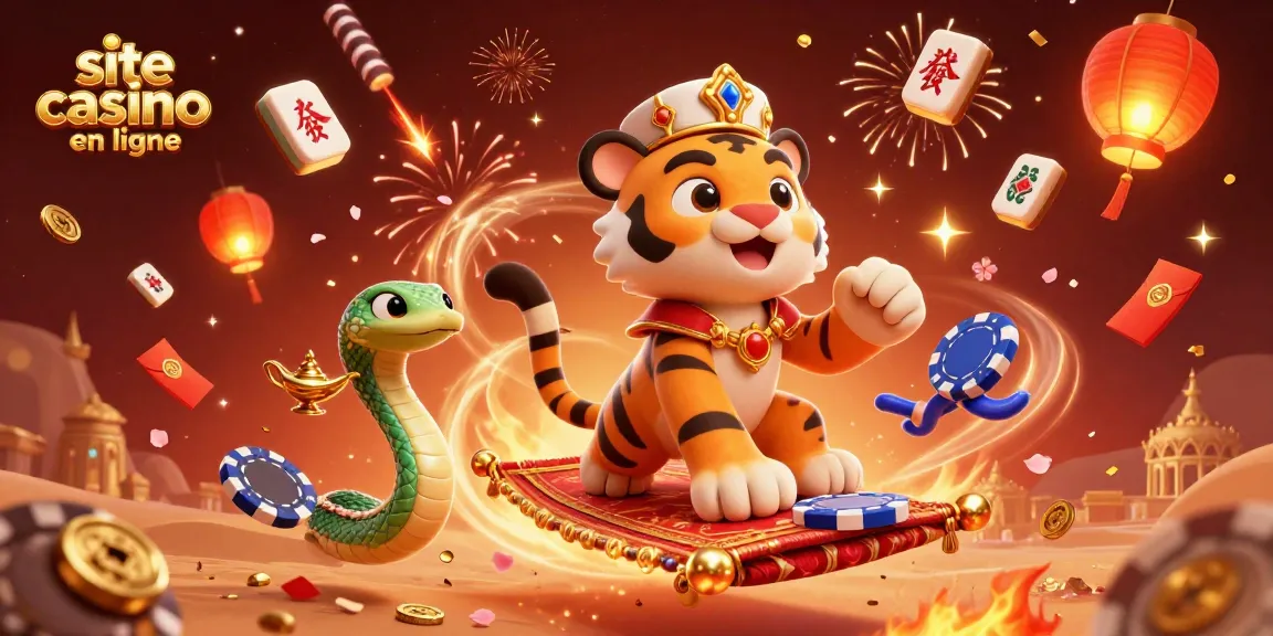 Jouez sur un site casino en ligne avec un sultan tigre et des éléments de célébration majestueux.