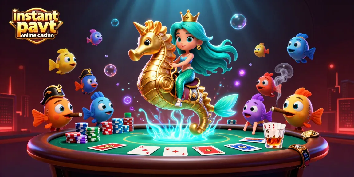 Engage with the instant payout online casino scene featuring a mermaid princess and seahorse.