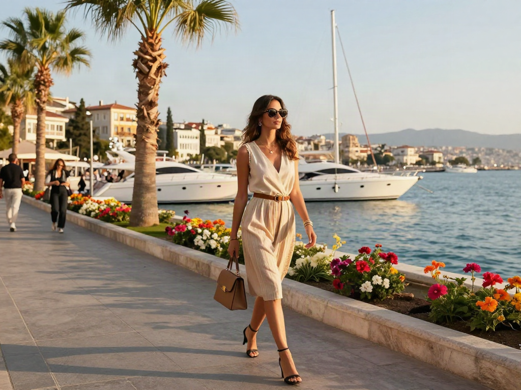 Antalya Merkez Escort enjoying a glamorous day by the marina in Antalya.