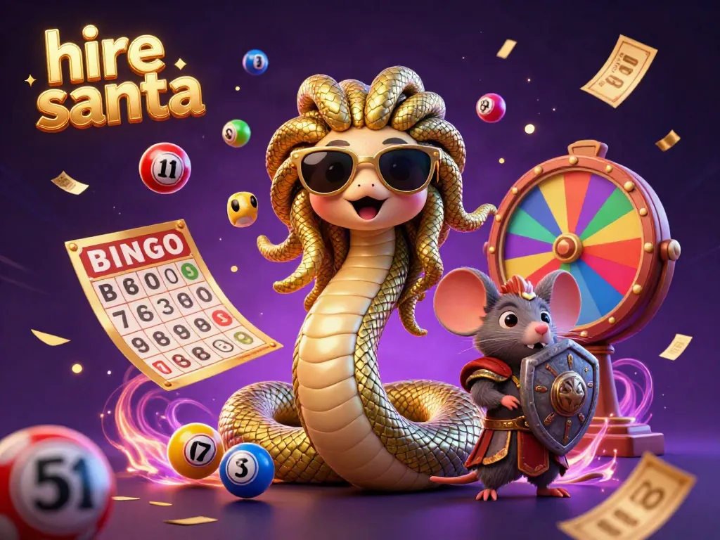 Engage with the festive atmosphere to hire Santa with this vibrant 3D illustration featuring colorful lottery elements.