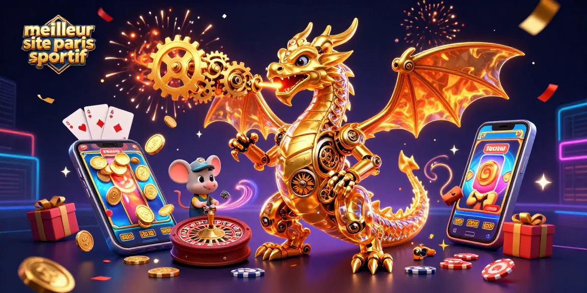 Découvrez le meilleur site de paris sportif avec un dragon doré mécanique et des éléments de casino dynamiques.