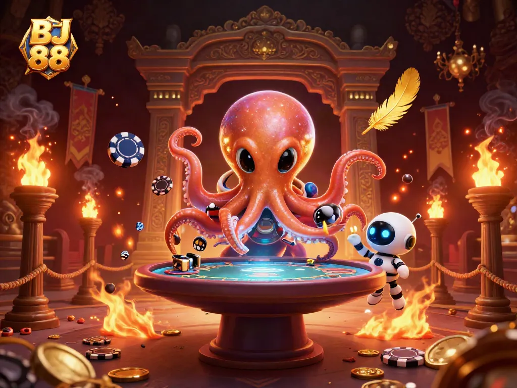 Experience thrilling action with BJ 88 at a futuristic casino featuring an alien octopus dealer.