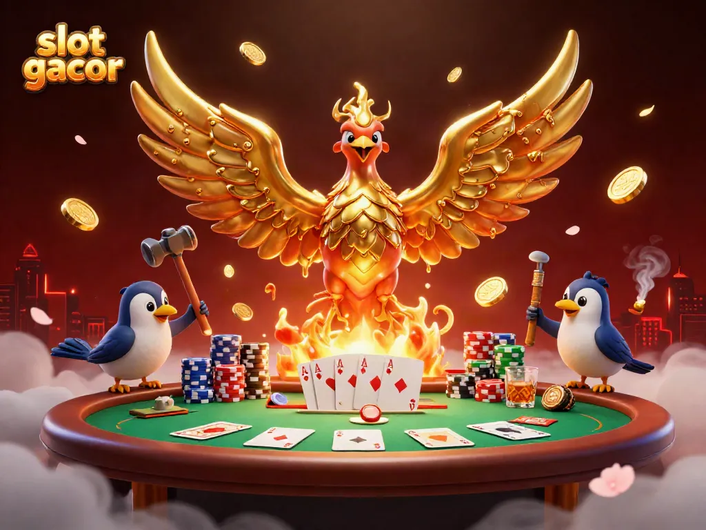 Experience the thrilling world of slot gacor with a dynamic gold phoenix symbolizing jackpots and excitement.